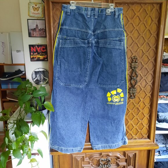 JNCO Vintage 90s NEON Green Stripe Skunk Skater Pipes Wide-Leg Jeans 32x30 Baggy - Picture 4 of 16